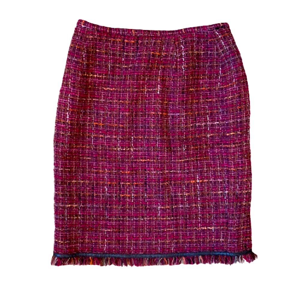 Lafayette 148 New York Petite Tweed Wool Blend Burgundy Pink Orange Autumn